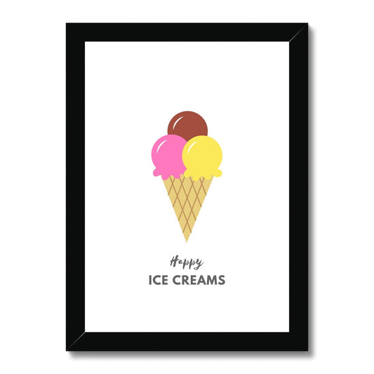 Happy Ice Creams Pink & Yellow Framed Print